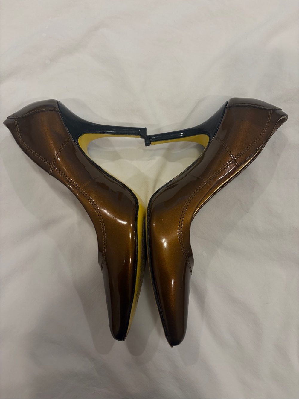 Christian Audigier Metallic Bronze Pointed-Toe Pumps 7 women’s leather Ed hardy - Picture 3 of 10
